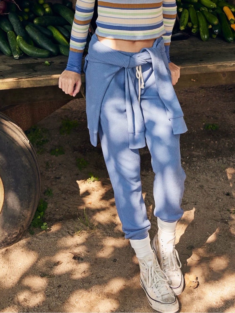 AERIE WAFFLE JOGGER IN BLUE